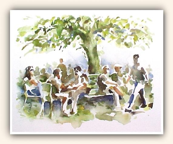 Ontmoeting, aquarel 2002